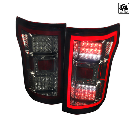 SPEC-D TUNING Ford F150 Tail Lights- Chrome Housing With Smoke Red Lens 18-20 LT-F15018RGLED-TM